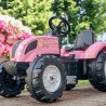 Rožinis pedalais minamas traktorius su priekaba