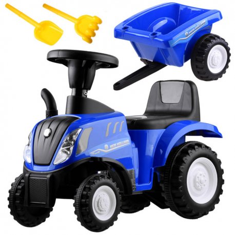 Mėlynas traktorius su priedais ir garso efektais