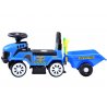 Mėlynas vaikiškas traktorius su priekaba ir sodo įrankiais