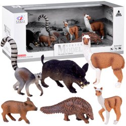 Įvairių safari gyvūnų figūrėlės (lama, lemūras ir kiti gyvūnai)