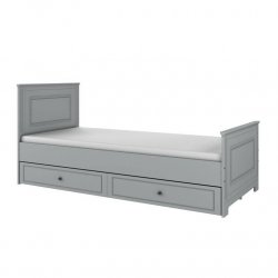 Pilkos spalvos lova su stalčiumi "Ines" 90x200 cm.