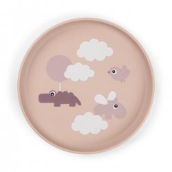 Rožinė neslystanti lėkštė - Happy clouds Powder