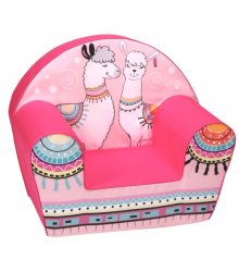 Rožinis foteliukas "Mylinčios lamos"