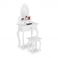 Baltas grožio stalas su veidrodžiu