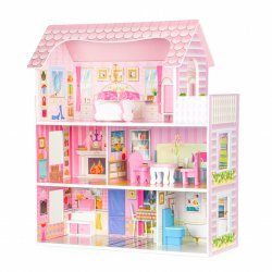 Didelis lėlių namelis su baldais - Pink