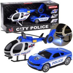 Policos sraigtasparnis ir automobilis
