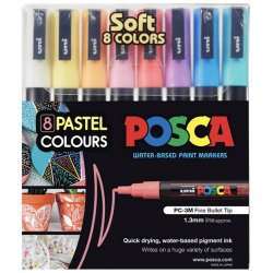 POSCA markerių rinkinys PC3M 8 vnt. - pastelinės spalvos