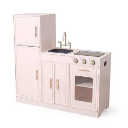 Polar B medinė virtuvėlė su šaldytuvu - rožinė