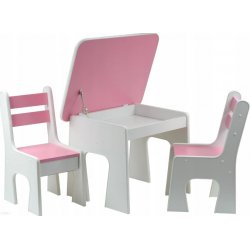 Rožinės spalvos staliukas su dviem kėdėmis - Mebels