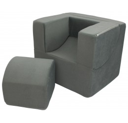 Pilkas foteliukas gultukas su staliuku - Folded
