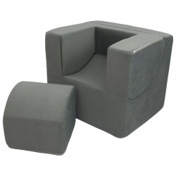 Pilkas foteliukas gultukas su staliuku - Folded