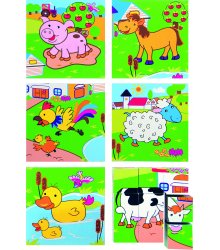 Vaikiškos kubelių dėlionės su naminiais gyvūnais 3x3