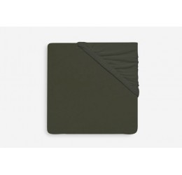 Tamsiai žalios spalvos paklodė ''Jersey'' 60x120cm.