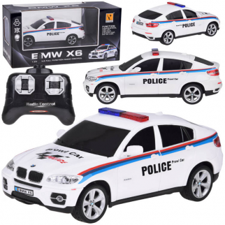 RC sportinis baltas policijos automobilis BMW X6