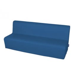 Minkšta trivietė sofa su PVC danga - tamsiai mėlyna