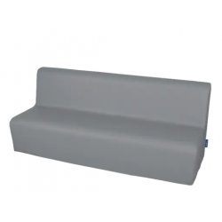 Didelė trivietė sofa su PVC danga - tamsiai pilka