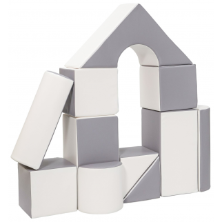 Minkštų formų komplektas "Building block" / 11 vnt. - pilka/balta