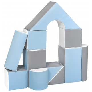 Minkštų formų komplektas "Building block" / 11 vnt. - pilka/mėlyna