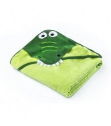 Žalias rankšluostis su gobtuvu - krokodilas 100x100 cm