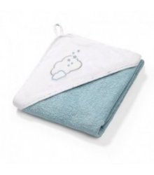 Mėlynas BabyOno rankšluostis su gobtuvu - "Debesėlis" 76x76 cm