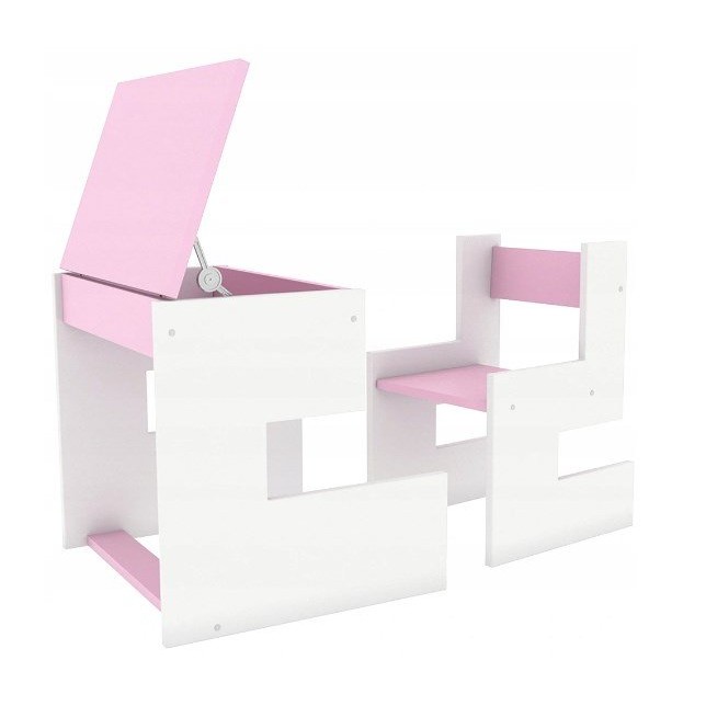 Rožinis staliuko komplektas su kėdute