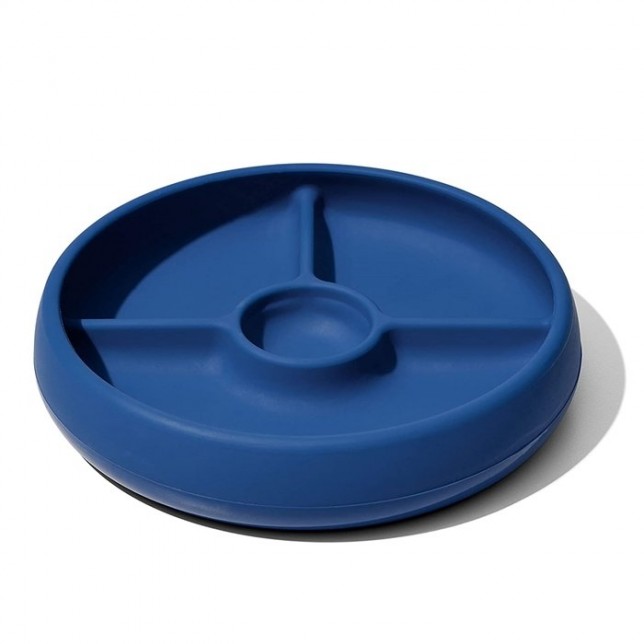 OXO silikoninė lėkštė su skyreliais - mėlyna