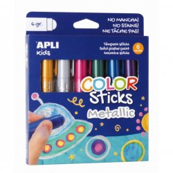 Apli kids Metaliic spalvų dažai pastelės (6 spalvos)