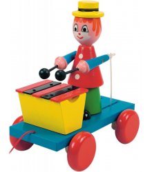 Traukiamas žaisliukas - klounas su ksilofonu