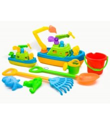 Žvejybinių laivų ir smėlio žaislų rinkinys