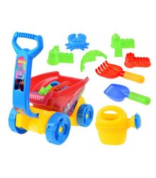 Plastikinis vežimėlio ir smėlio žaislų rinkinys